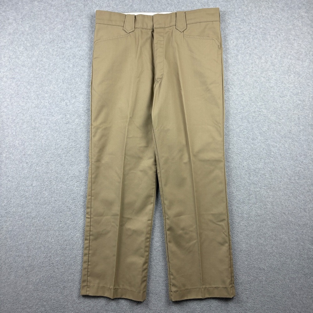 Vintage Tuf Nut Pants Mens 36x30 Khaki Twill Pearl Snap Pocket 70s Western USA - Picture 1 of 11